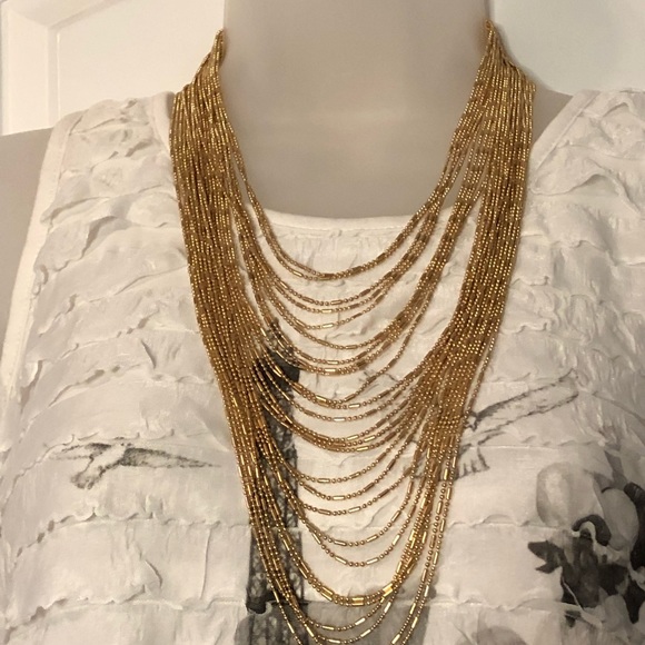 NWT Multi-Row Italian Waterfall Necklace in Goldtone. - Picture 10 of 15